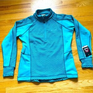 Women's Blue Patterned XL 1/4 zip Top.